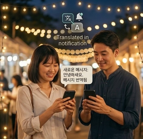 People reading a message translated instantly